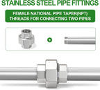 TAISHER 2PCS 304 Stainless Steel Union, 1" NPT Female Cast Pipe Fitting