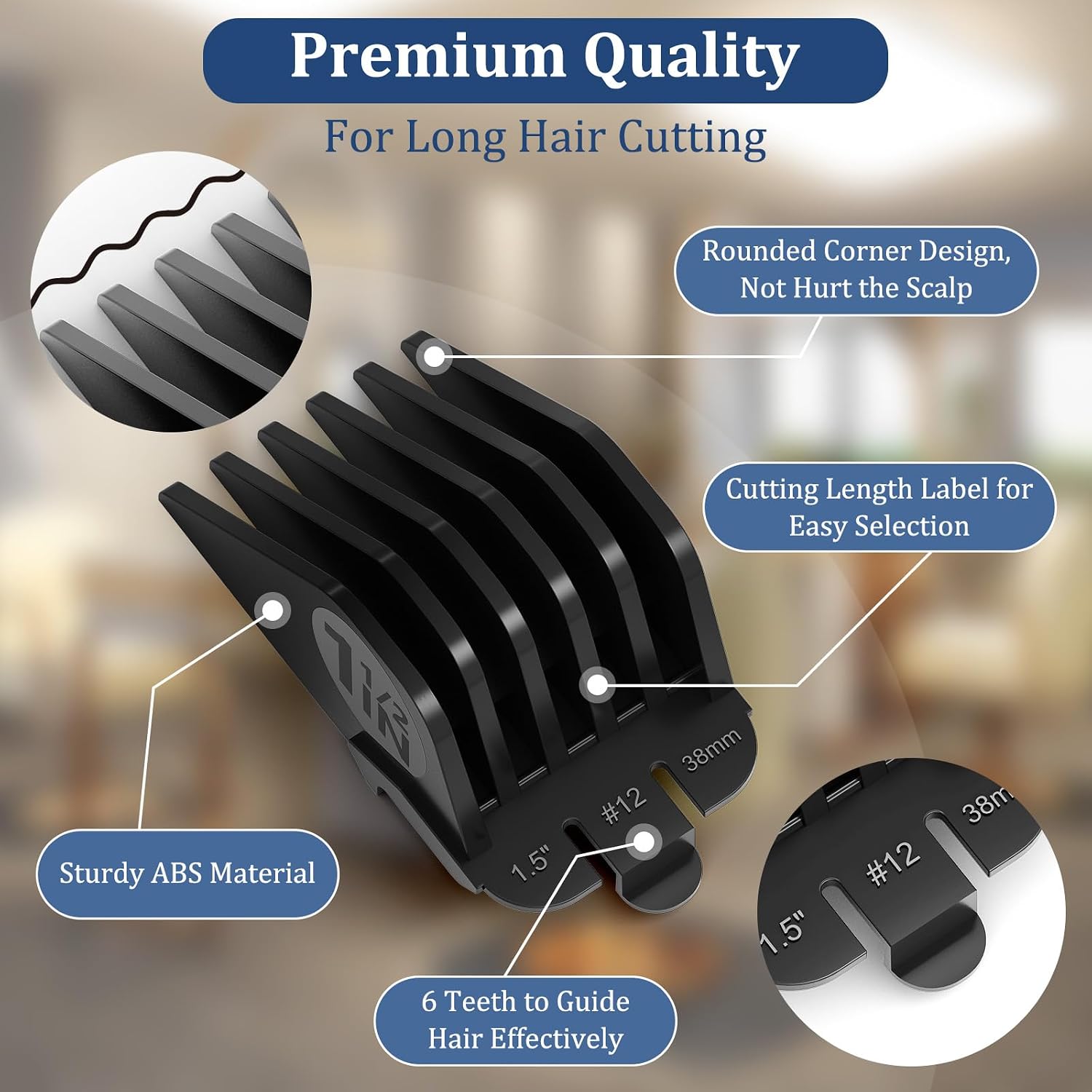 Clipper Guards Set 10 12 14 16 Compatible with Wahl Clippers, 4pcs Extra Long Clipper Guides Replacement - 2", 1.75"