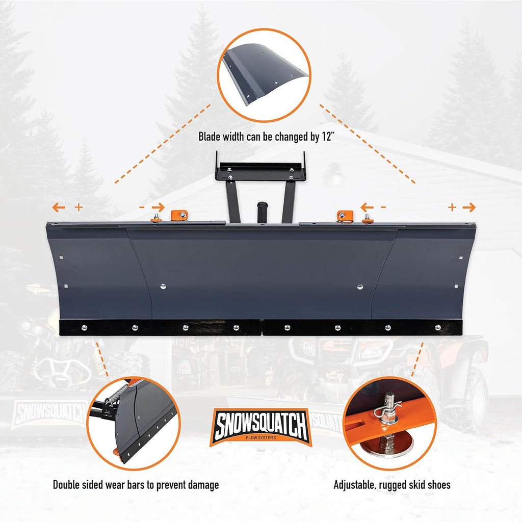 SNOWSQUATCH Deluxe UTV Snow Plow 60-72" Adjustable Steel Blade Mount Kit | Universal Compatible with Most