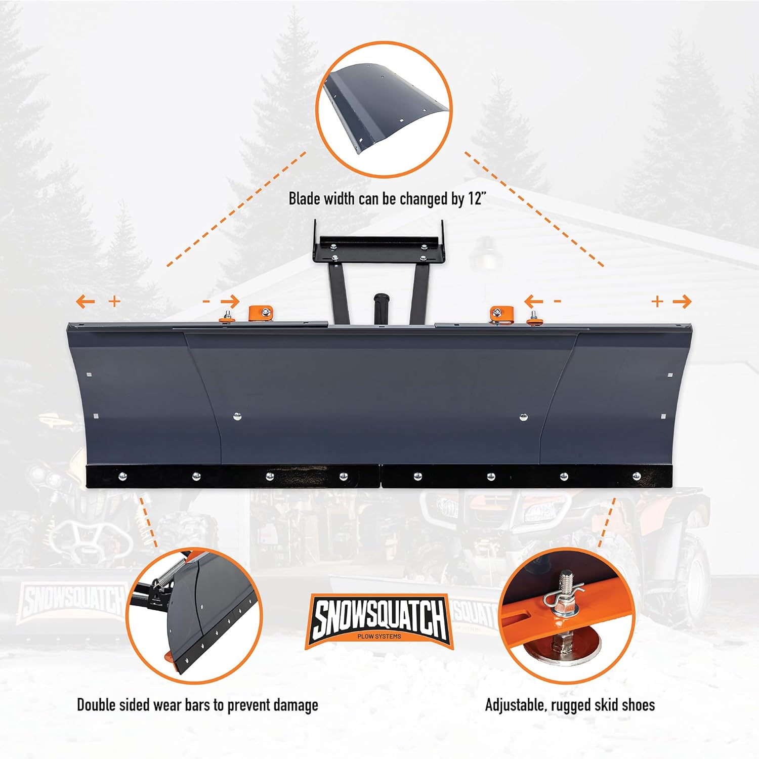 SNOWSQUATCH Deluxe UTV Snow Plow 60-72" Adjustable Steel Blade Mount Kit | Universal Compatible with Most