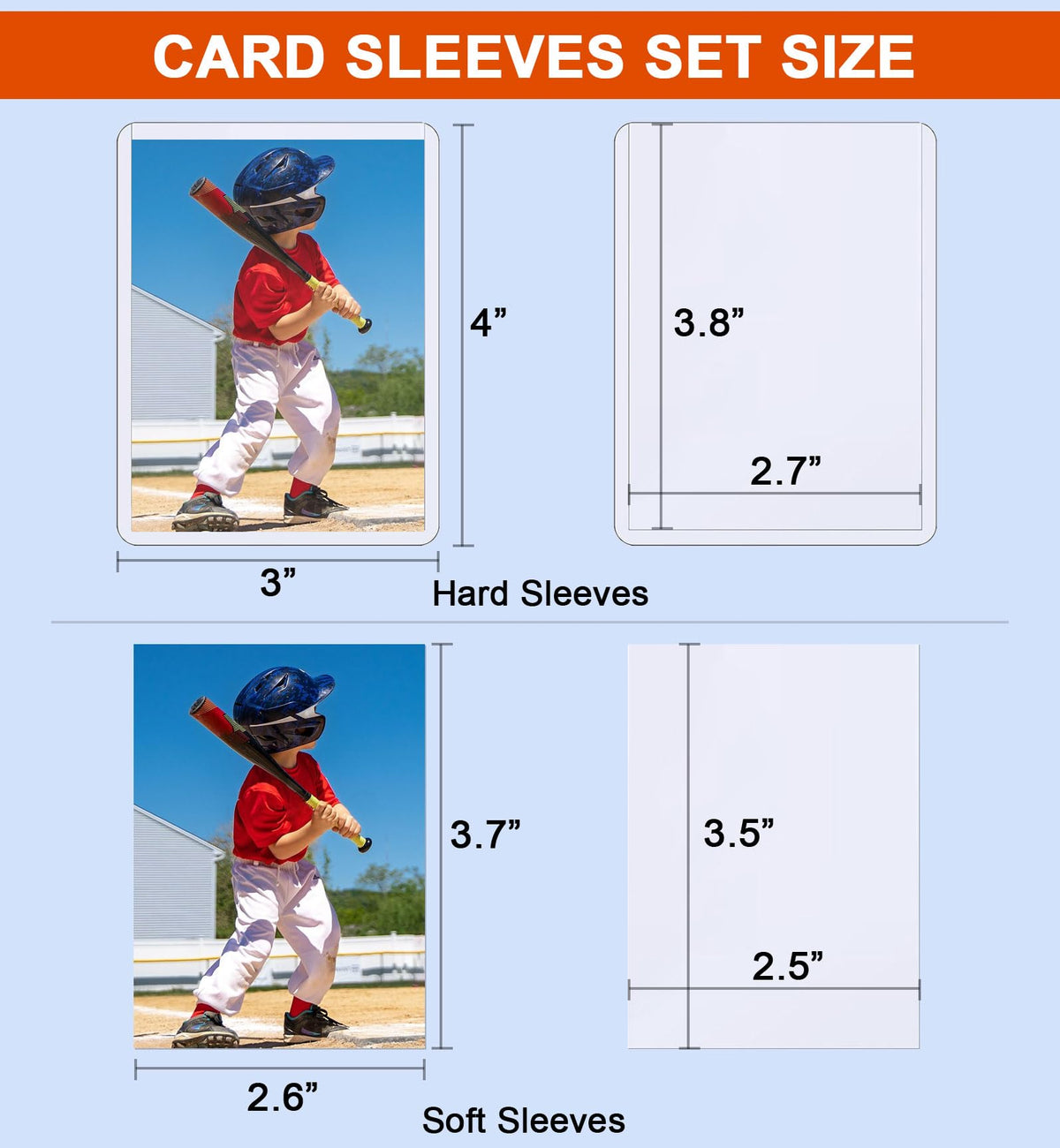 3x4 Clear Hard+Soft Card Sleeves for Various Types Cards