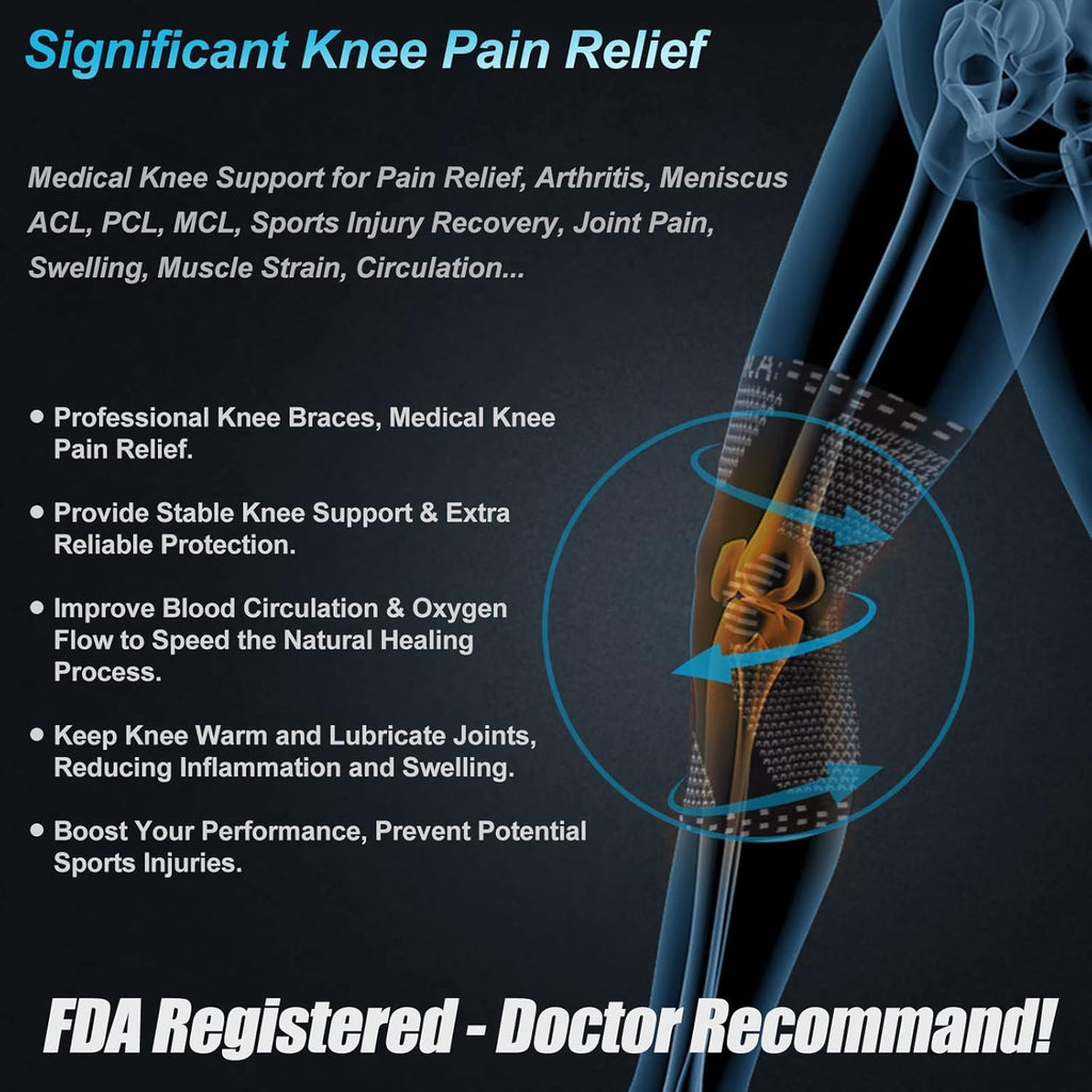 Professional Knee Brace, Compression Knee Support with Patella Gel Pad & Side Stabilizers, Medical Knee Sleeve for
