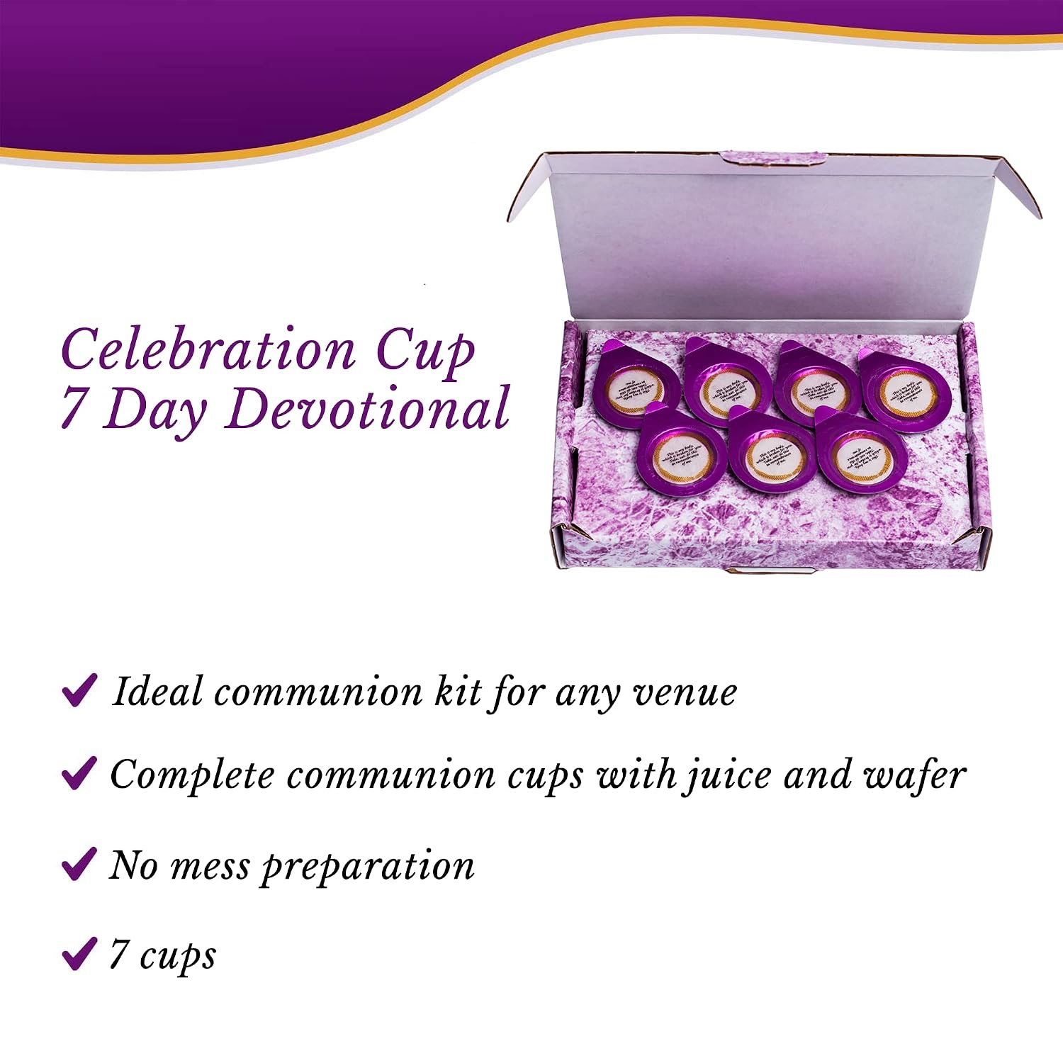 Grape Juice and Wafer Communion Cups Set, Pack of 7