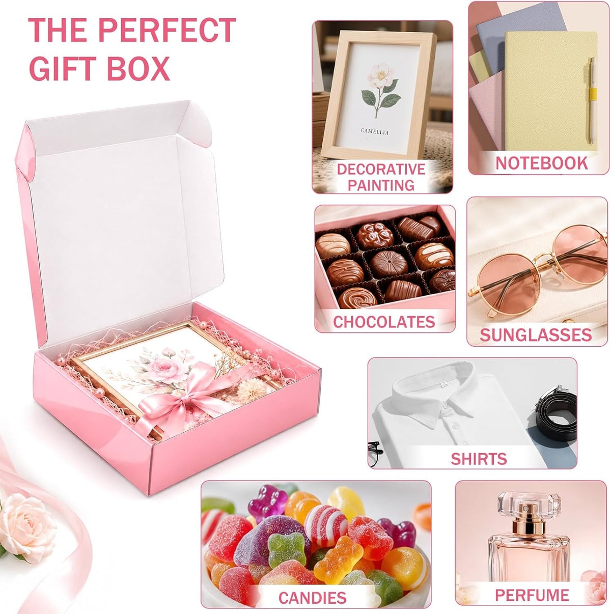 9x6x2 in Shipping Boxes Medium, 45 Pack Glossy Pink Corrugated Boxes, Cardboard Packing Boxes for Shipping Small