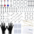 89 Pcs Body Piercing Kit for All Body Piercings Nose Piercing Stainless Steel Piercing Jewelry with 12G 14G 16G 20G