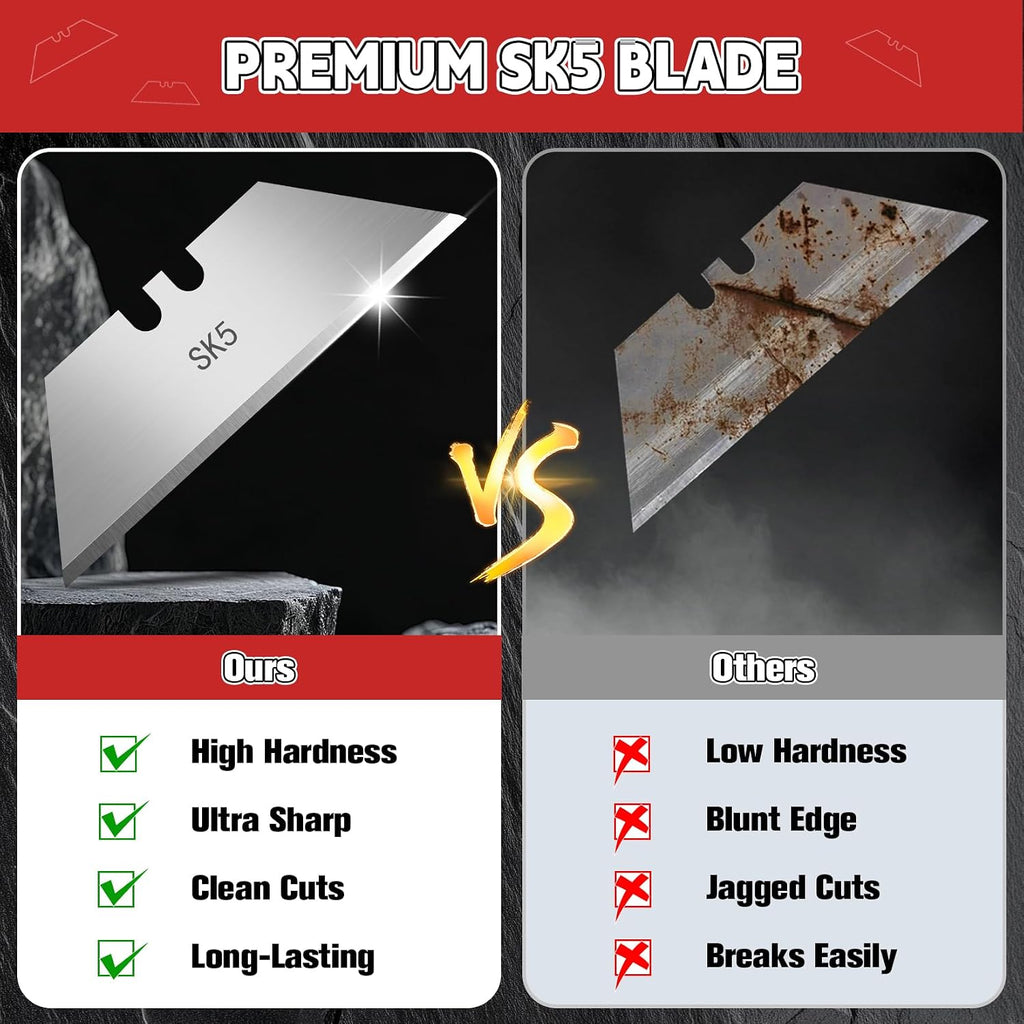 100 Pack Utility Knife Blades, SK5 Box Cutter Blades, Razor Blades