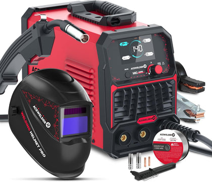 140A MIG Welder, 3 in 1 Flux Core, MIG/LIFT TIG/Stick Welding Machine 110V Portable IGBT Inverter Synergic Control