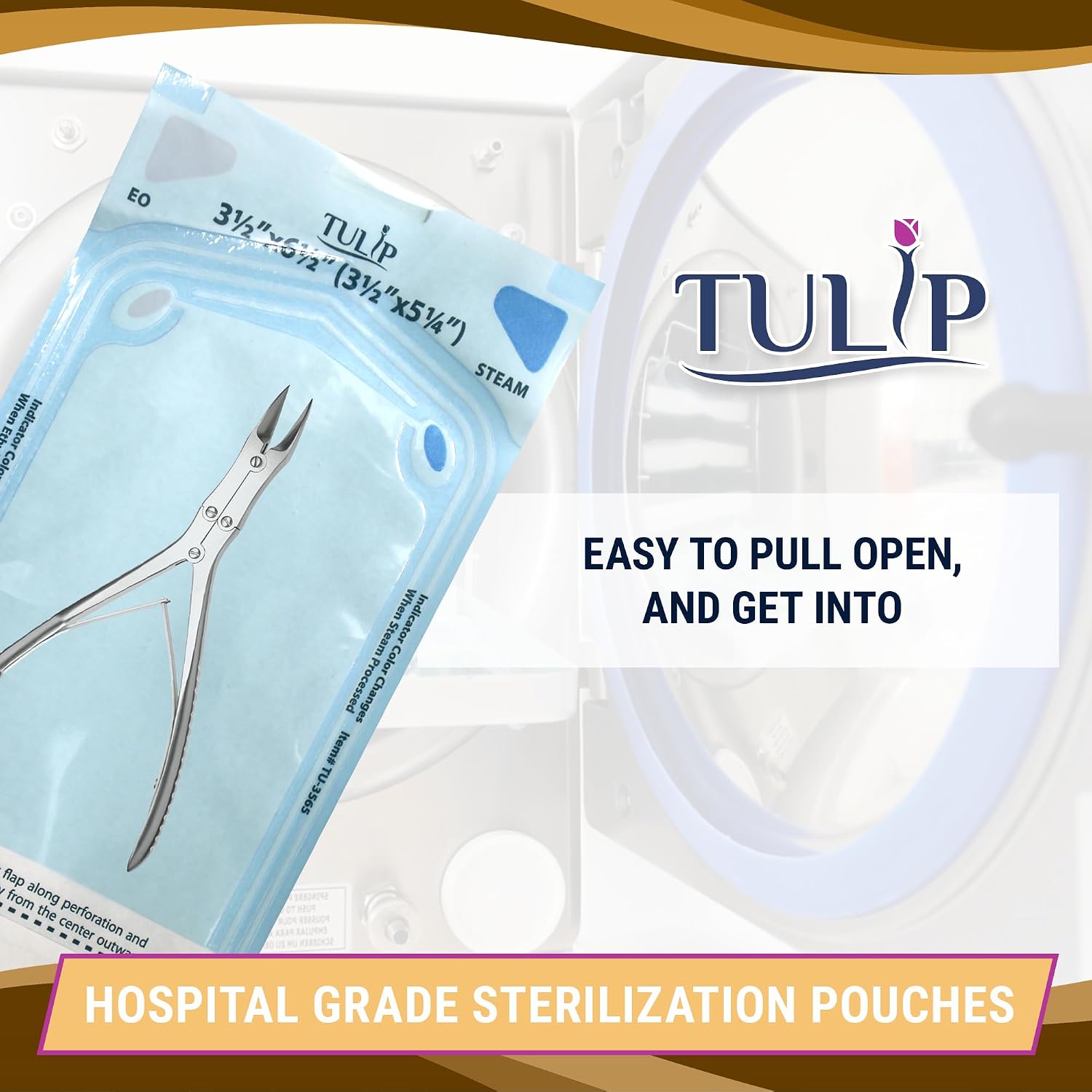 Self Sealing Sterilization Pouch 2.25" x 5" (200 Pack) - Autoclave Sterilizer Bags for Clean Tools - Dental and Nail