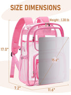 Clear Backpack Heavy Duty 17" Large PVC Bookbag with Reflective