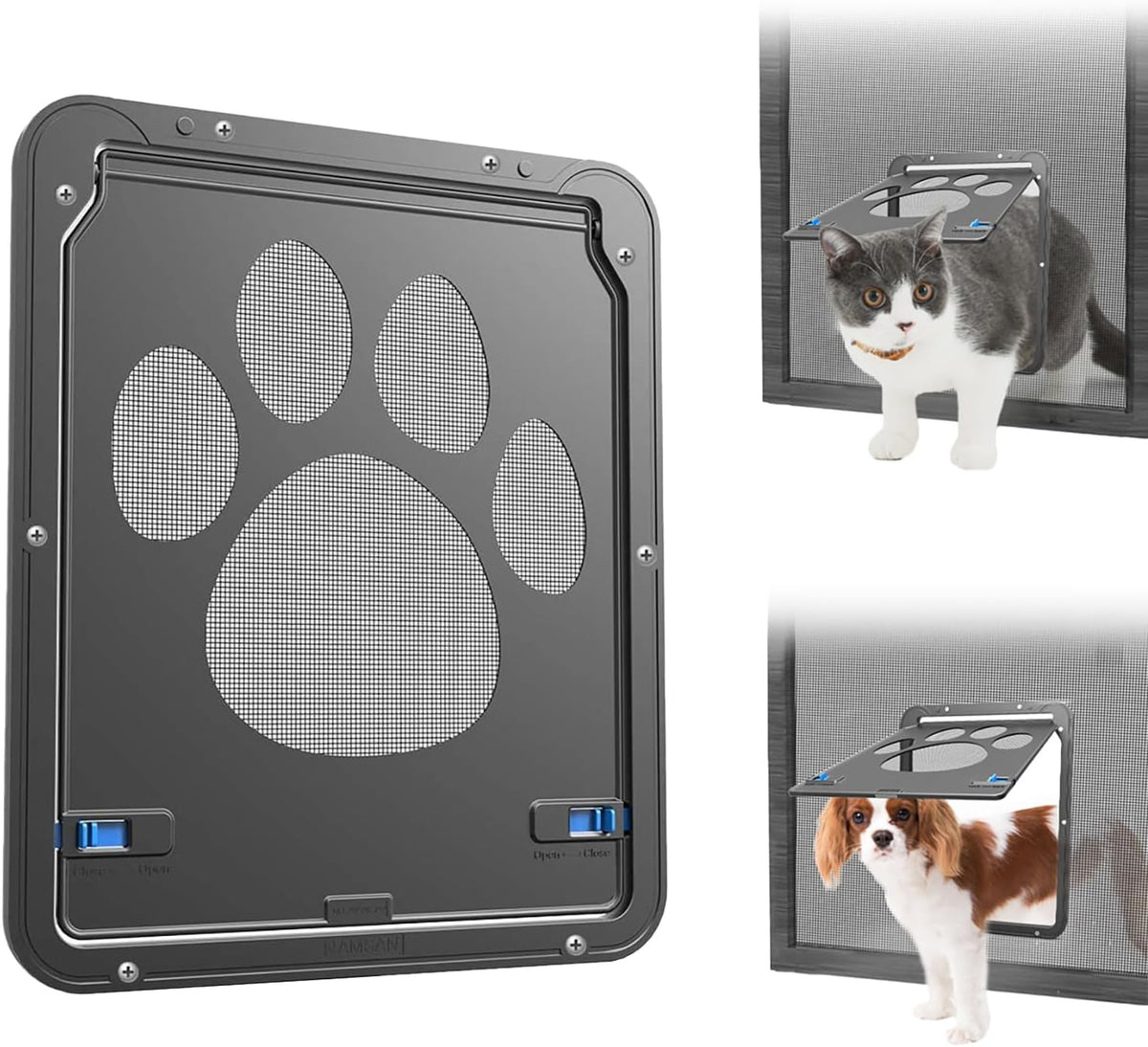 Cat Screen Door, Flap Opening 8 x 10 inches, Cat Door for Porch Screen, Magnetic Self-Closing Small Pet Door for