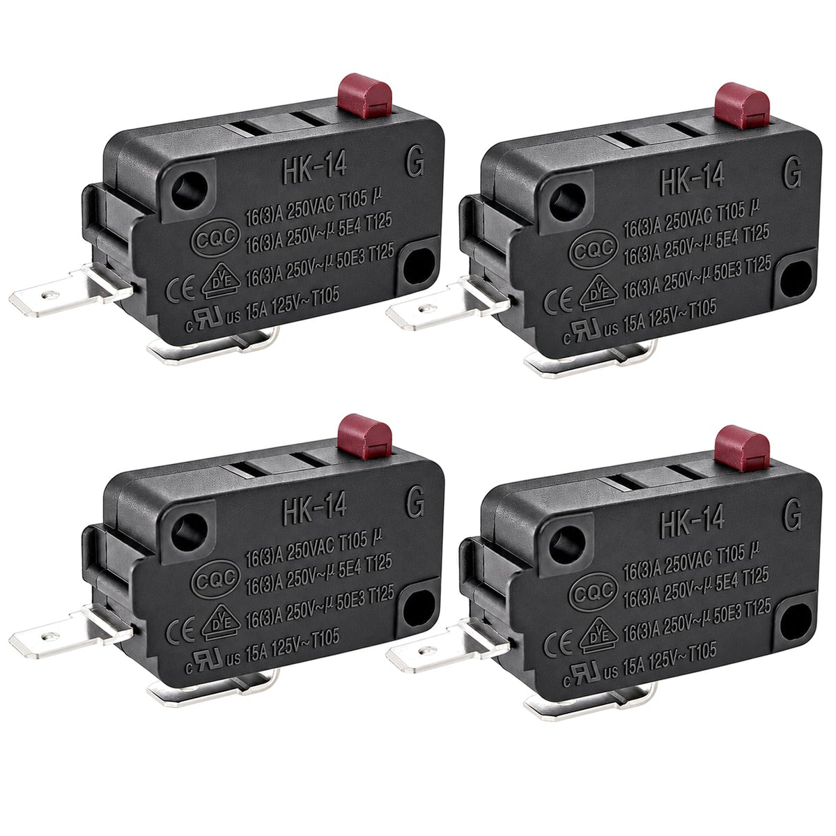 HK-14 NO 2-Pin Micro Switch, 16A 125/250VAC, Air Fryer Door Switch (4-Pack)