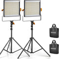 2 Packs Dimmable Bi Color 480 LED Video Light Kit, 3200~5600K CRI 96+ LED Panel with U Bracket, 75 inches Tripod
