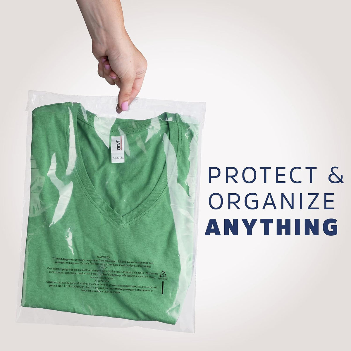 8" x 10" Self Seal Poly Bags, 100 Pack, 1.5 Mil, for Packaging & Shipping