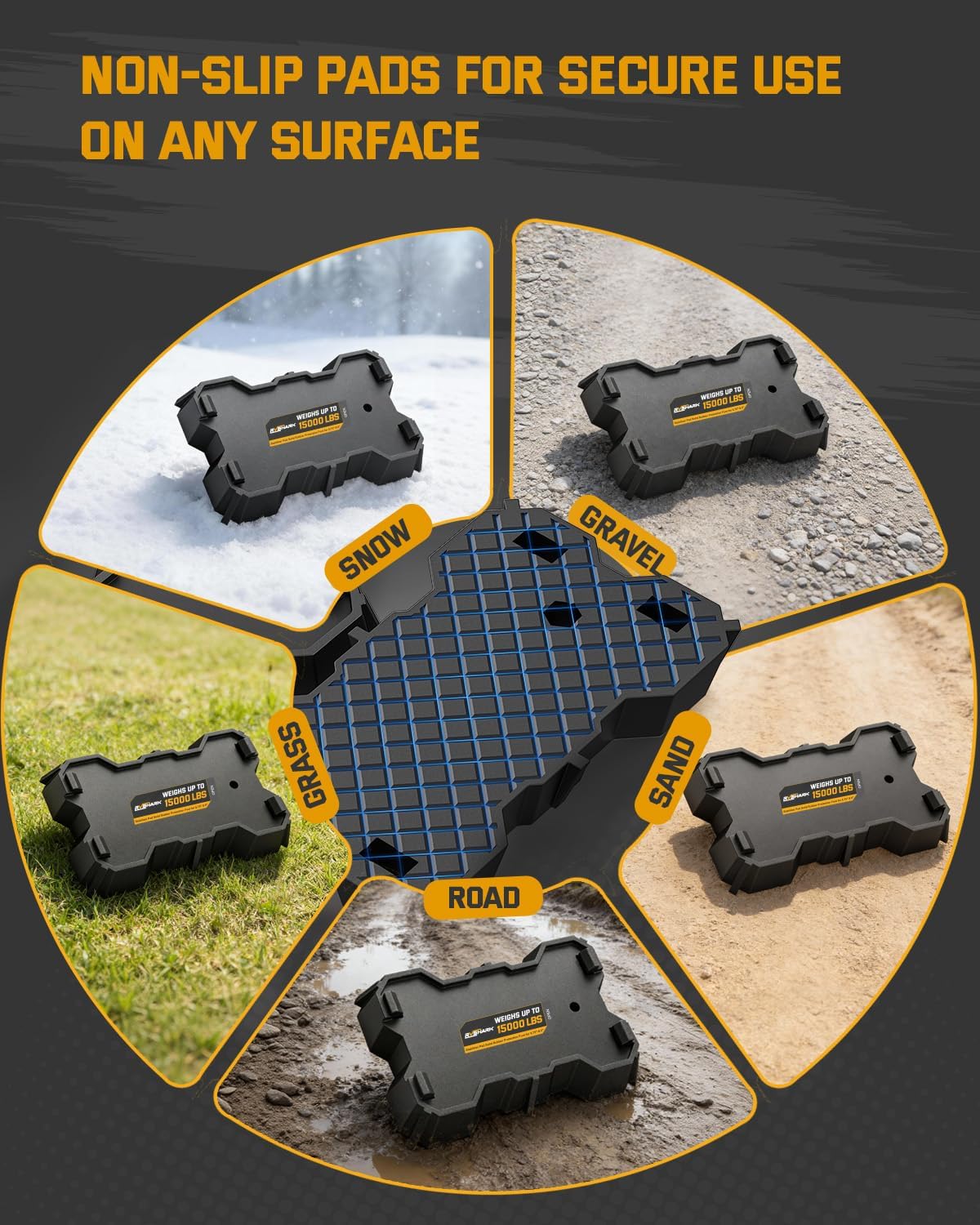 RV Stabilizer Jack Pads for 8.75"-9.5" Length Scissor Jack,4 Packs | 15000lbs,Heavy Duty RV Leveling Blocks,Study