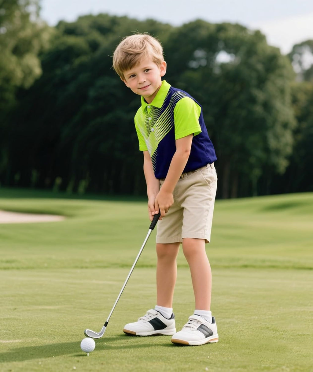 Boys Short Sleeve Pique Polo Shirts Summer Casual Uniform Funny Sport Tops for 6-16 Years Green