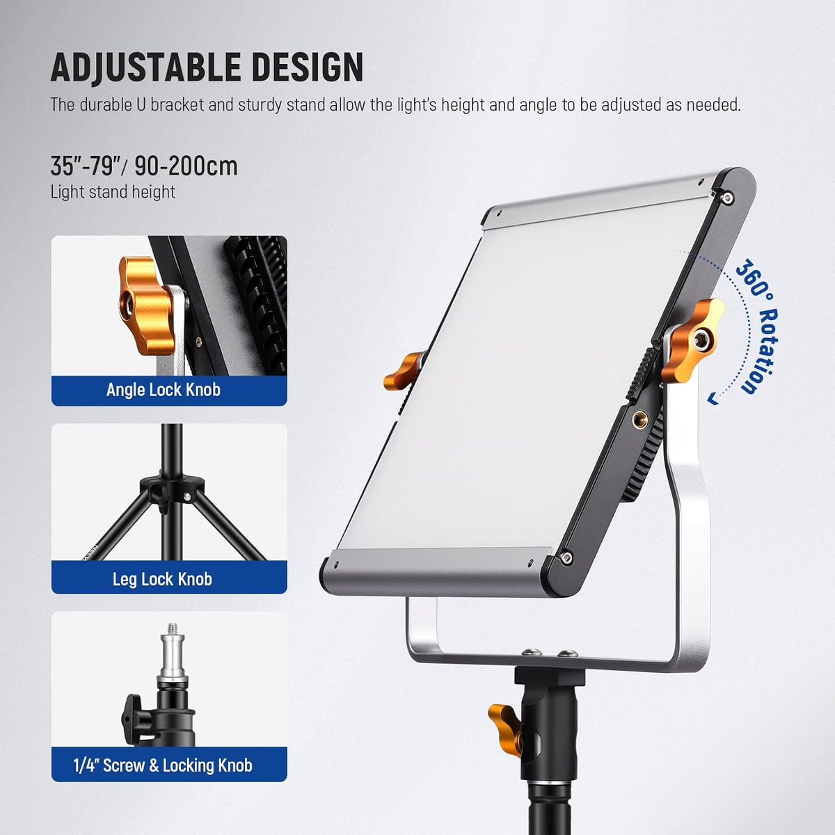 2 Packs Dimmable Bi Color 480 LED Video Light Kit, 3200~5600K CRI 96+ LED Panel with U Bracket, 75 inches Tripod