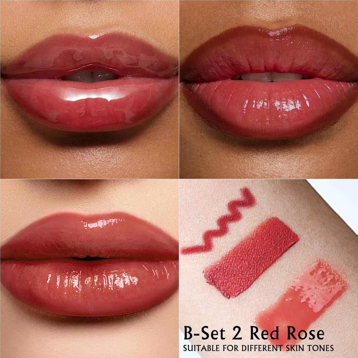 Red Rose Lip Combo Set, High Pigment Plumping Lip Liner and Gloss Set