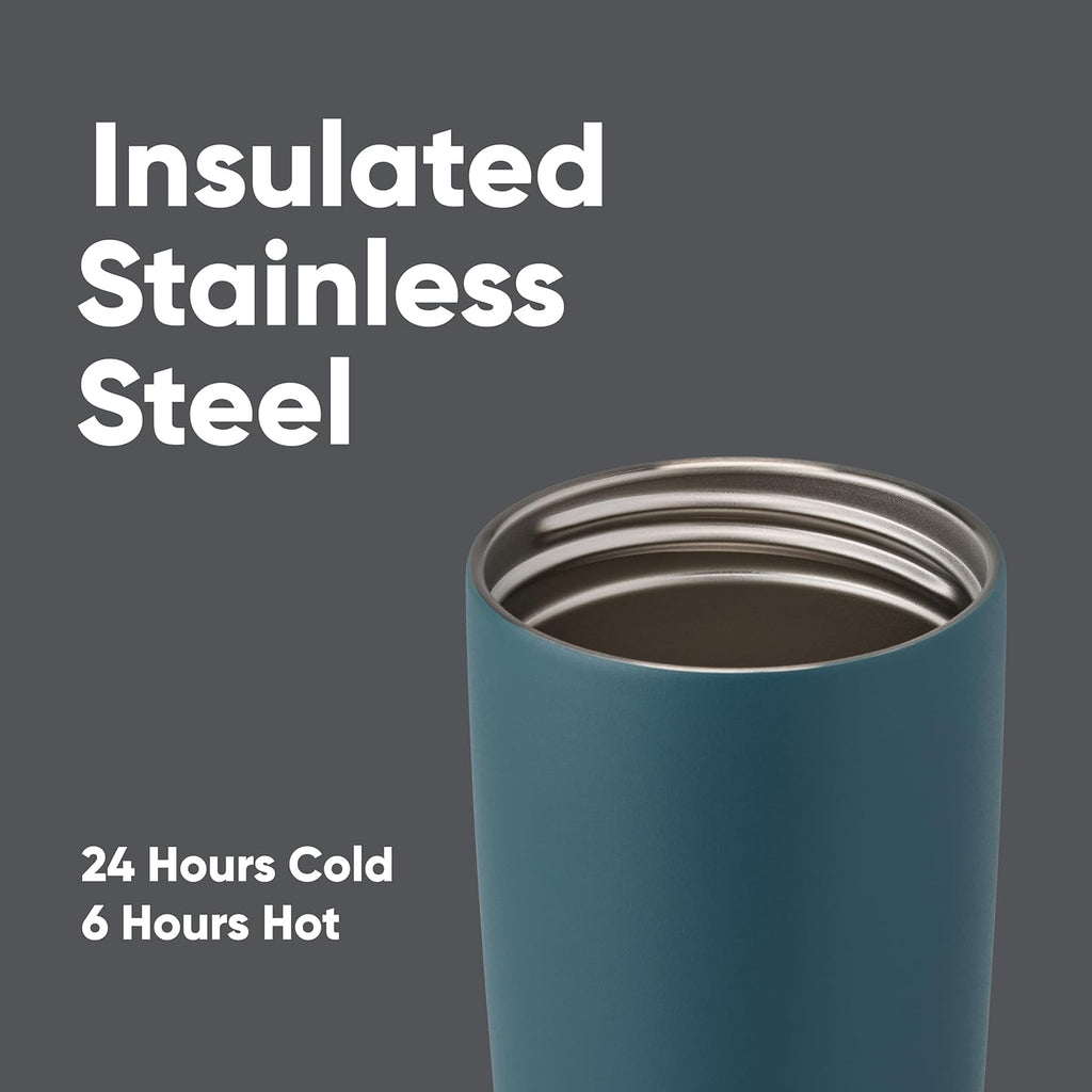 SmoothSip Slider Insulated Stainless Steel Coffee Tumbler, Reusable Iced Coffee Cup, Hot Coffee Travel Mug, BPA Free
