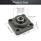 Heyiarbeit UCF203 Pillow Block Bearing Bore 17mm Square Flange Mounted Chrome Steel Bearings Pack of 2Pcs