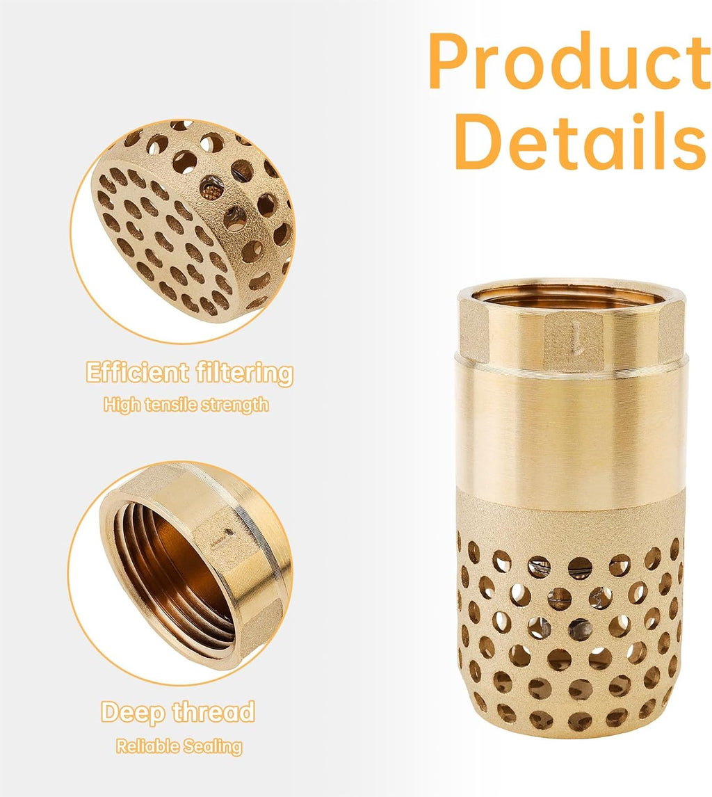 1In Brass Foot Valve BSP DN25 Spring Mesh Check Valve Backflow Preventer