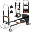 Upgraded 3 in 1 Folding Hand Truck, 500lbs Capacity Heavy Duty Convertible Dolly cart with Rubber Wheels, Collapsible