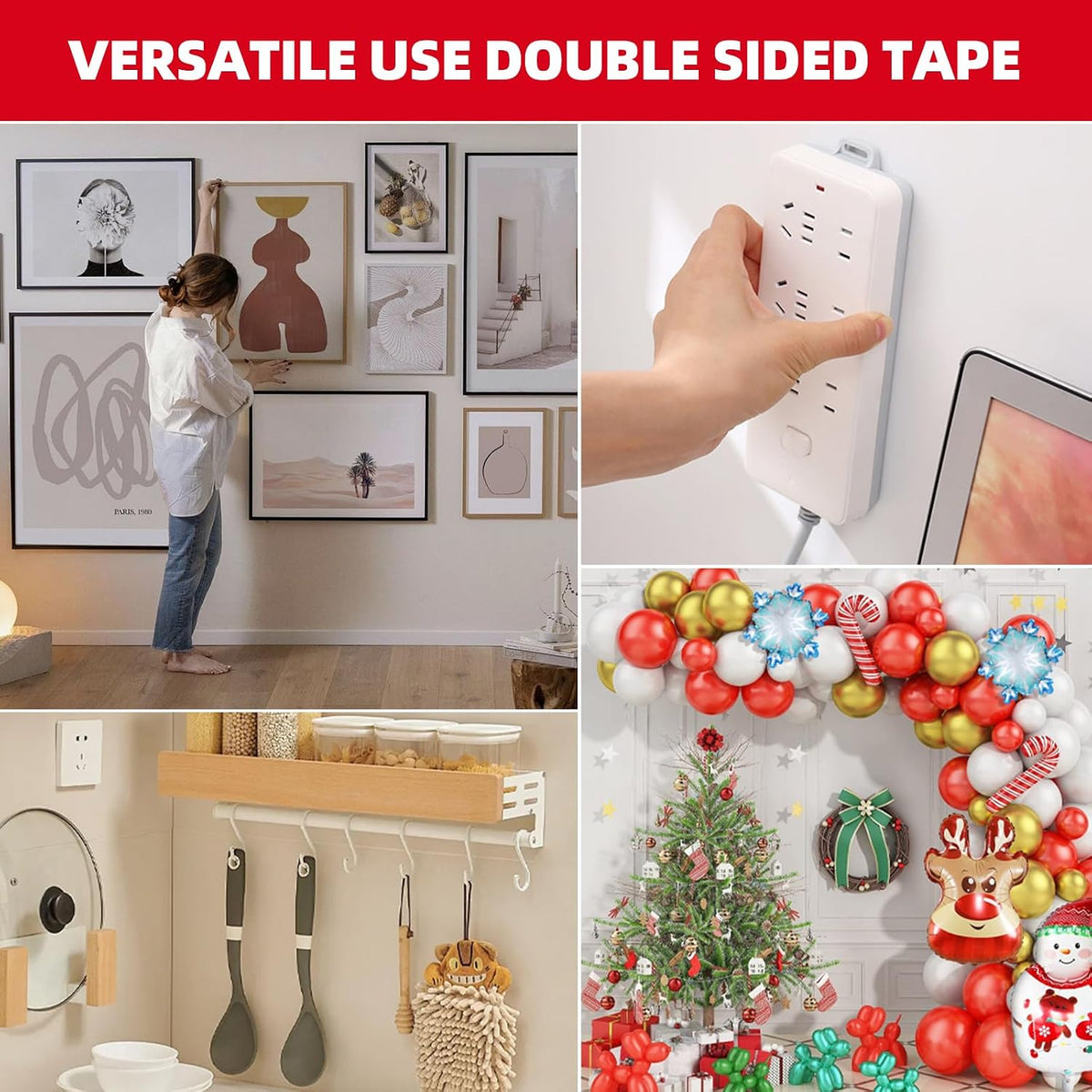Double Sided Tape Heavy Duty 2in x 10ft, Removable Mounting Tape