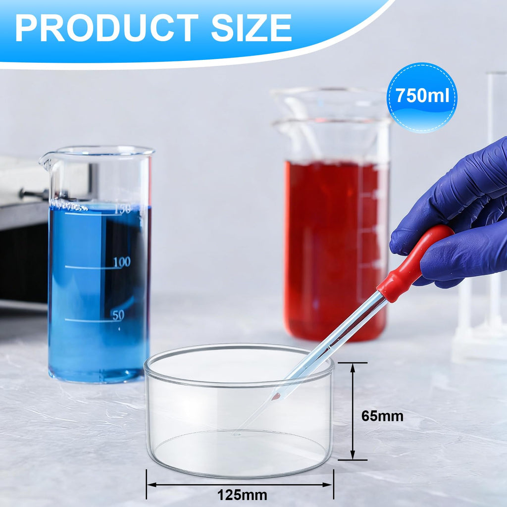 4 Pcs Glass Petri Dish, Crystallization Dishes, 740 ml Borosilicate
