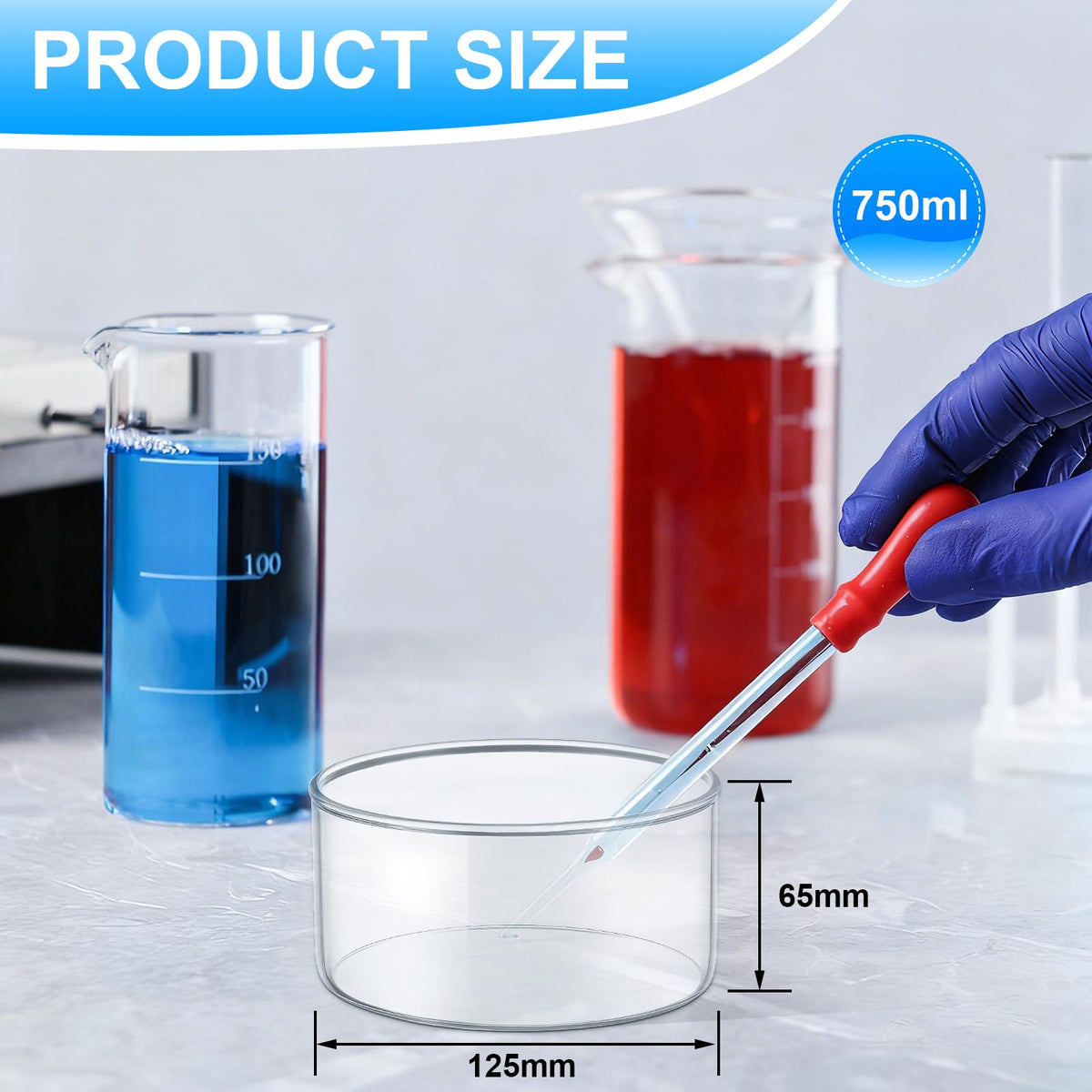 4 Pcs Glass Petri Dish, Crystallization Dishes, 740 ml Borosilicate