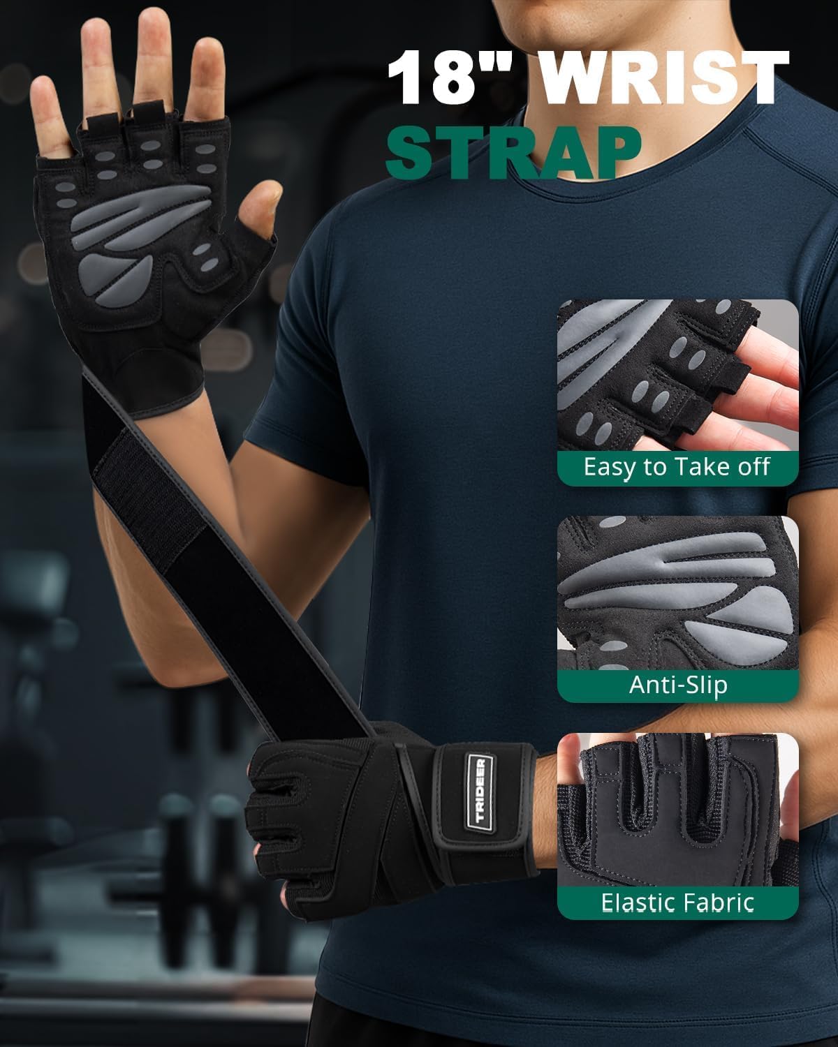 Weight Lifting Gloves for Men, Workout Gloves with Wrist Wrap Support