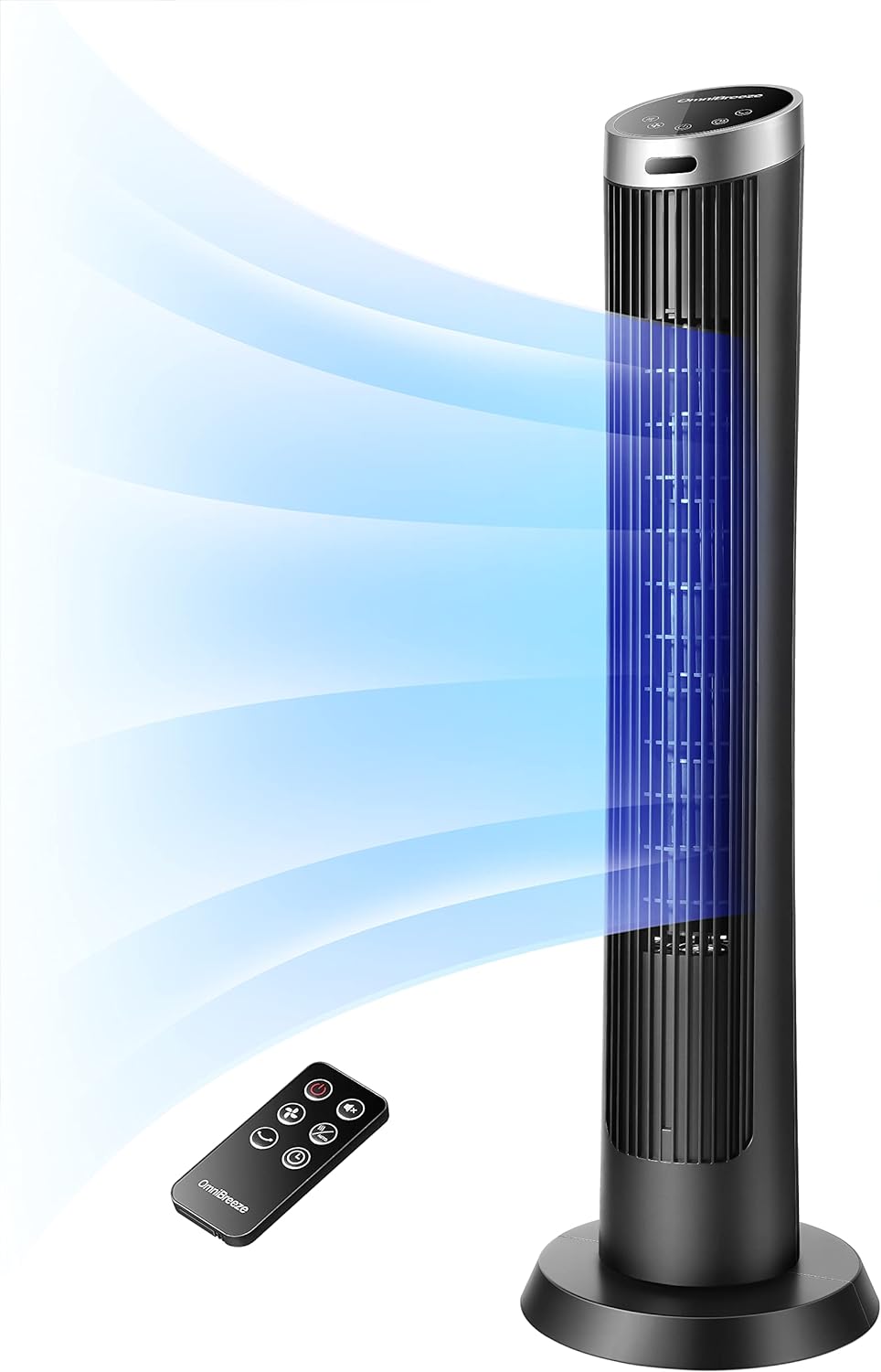 Digital Electric Tower Fan, with Remote Control, LED Display, Standing Bladeless Floor Fans Cooling and Quite Indoor
