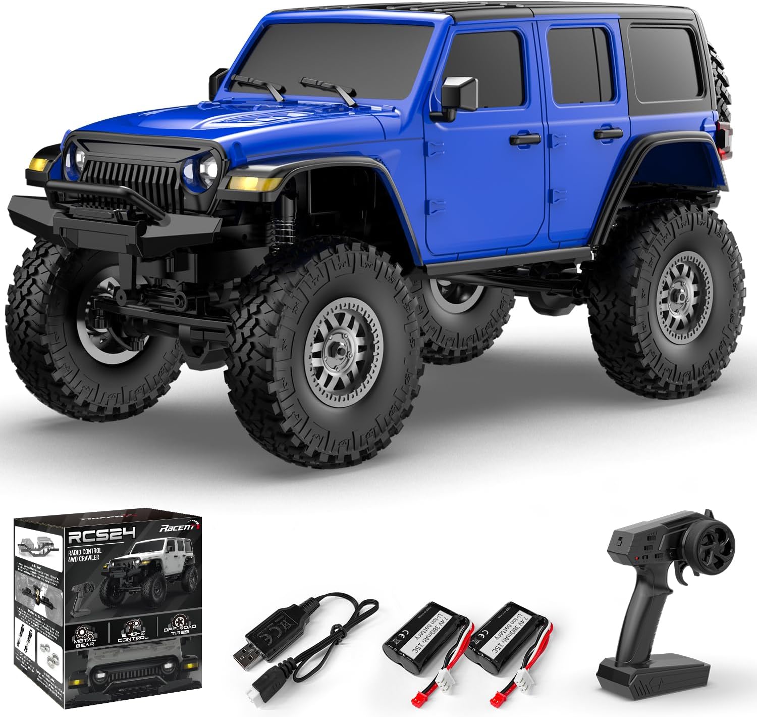 1/24 RC Crawler 4WD Off Road All Terrain RC Monster Truck Rock Climbing with led Light Waterproof Hobby Grade Toys