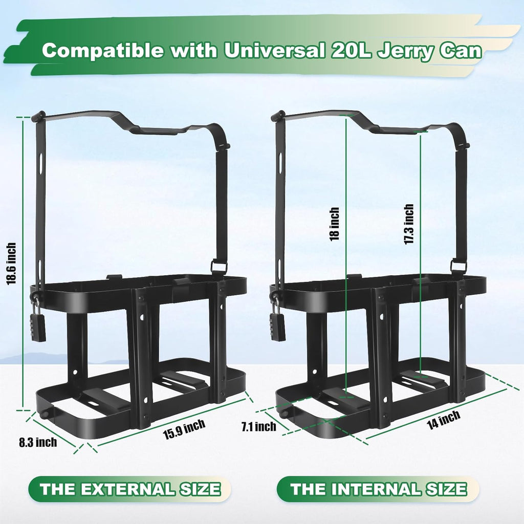 Jerry Gas Can Holder Rack with Combination Lock, 5 Gallon | Heavy Duty Jerry Can Mount Holder for 20 Liter Steel