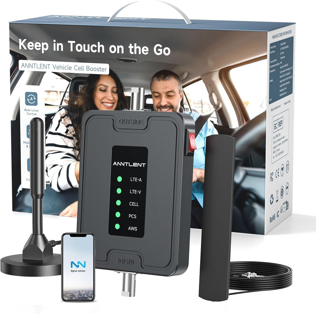 Cell Phone Signal Booster for Car, Truck and SUV | Boosts Signal for All U.S. Carriers on Band 2, 4, 5, 12, 13 and 17