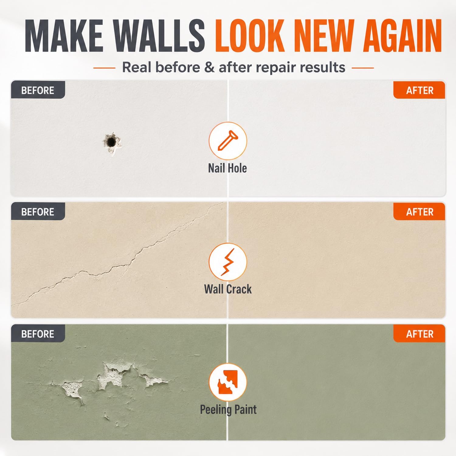 Spackle Wall Repair Kit(Color Match), Drywall Repair Filler for Wall Hole | Exterior Wall Putty for Filling Holes