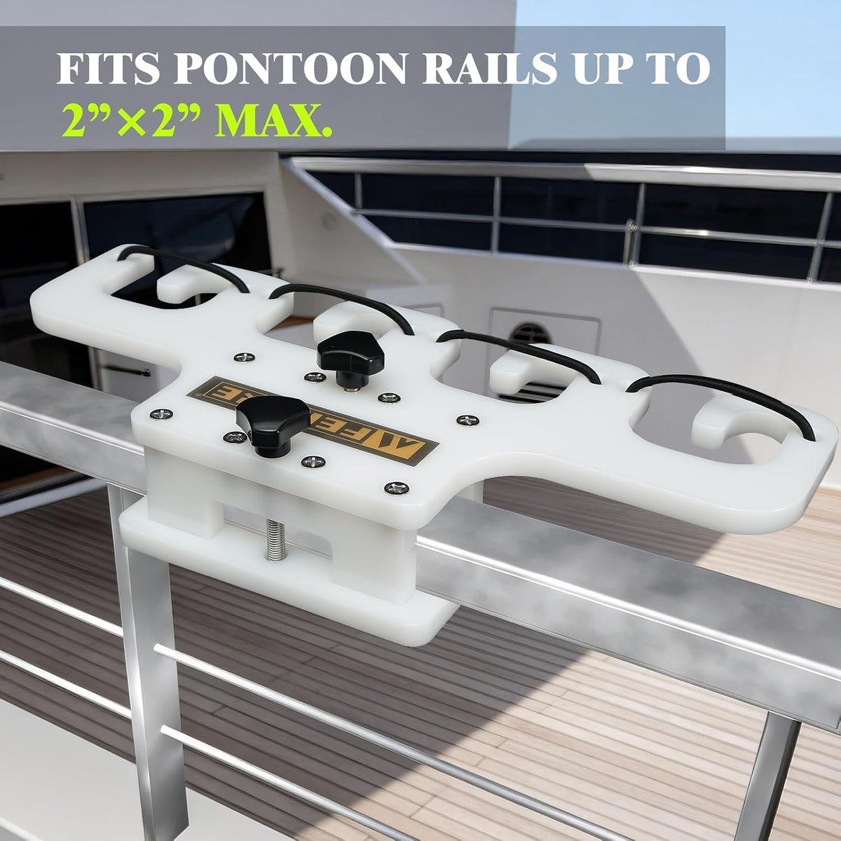 Fishing Rod Holder for Pontoon Boats，Square Rail Mount Pontoon Rod Holder | White HDPE Pontoon Boat Fishing Rod
