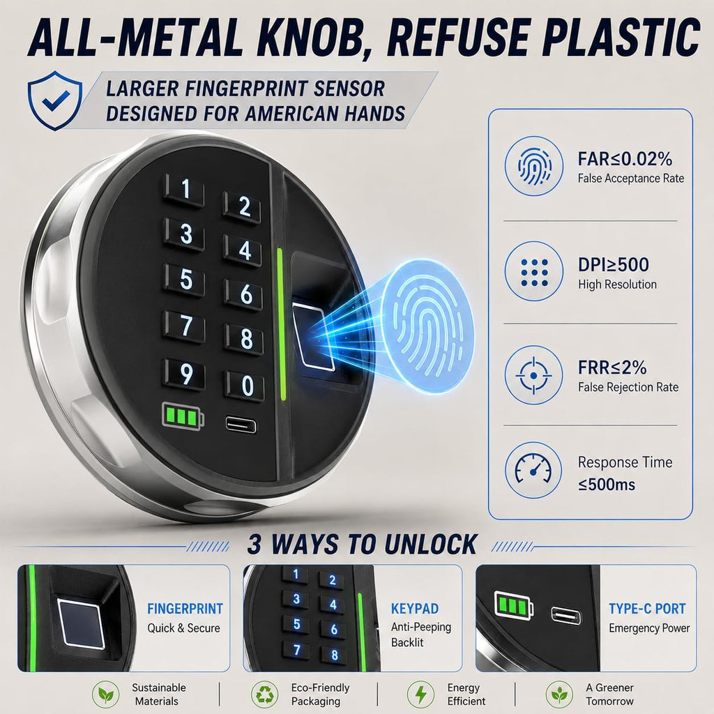 20LB Biometric Safe with Fingerprint Lock, 3-8 Digit PIN | 0.80 cu.ft. Safe with Silent Mode & LED & Backlit Keypad