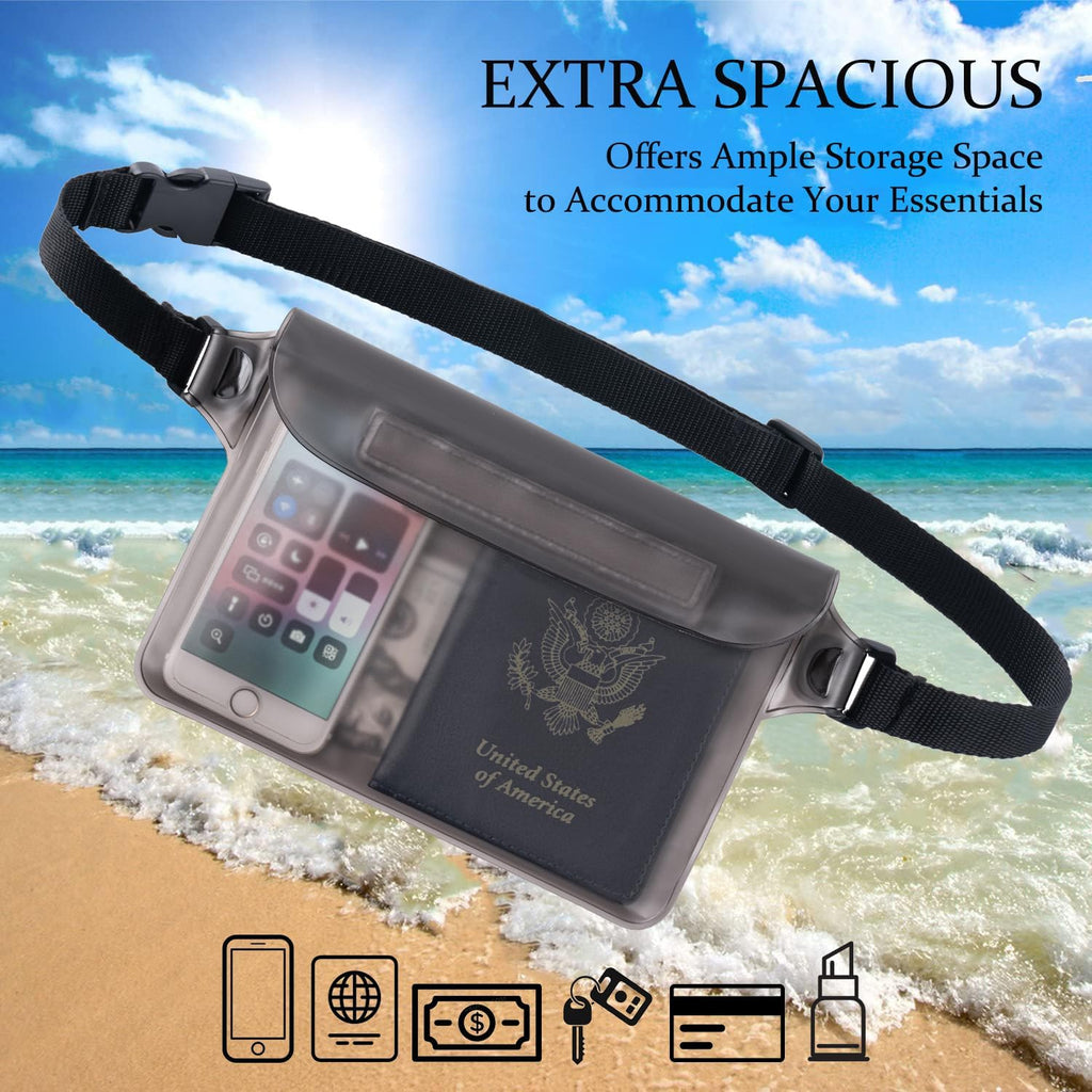 2-Pack Waterproof Pouch with Adjustable Waist Strap | Screen Touch Sensitive Dry Bag, Keep Your Phone and Valuables