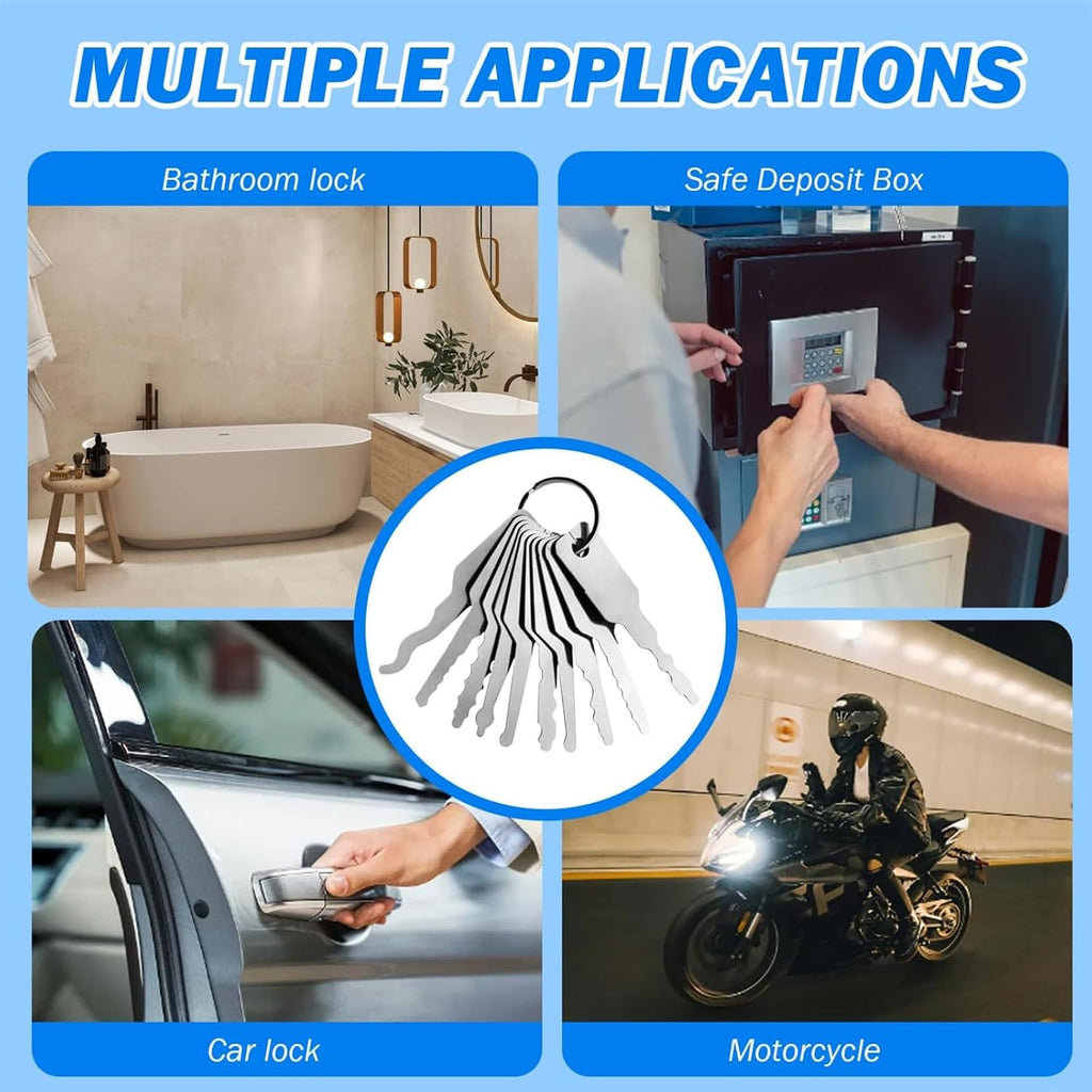 Universal Lock Pick Set, 50-Piece Key Blank Collection for Car, Door, and Safe, Ergonomic Polished Steel Keys with