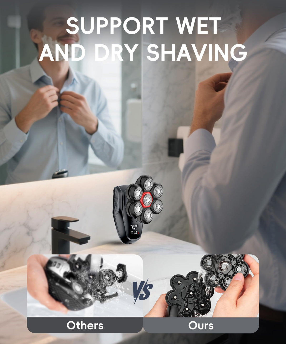 Head Shavers for Bald Men, 5-in-1 Grooming Kit, 7D Rotary Electric Shaver