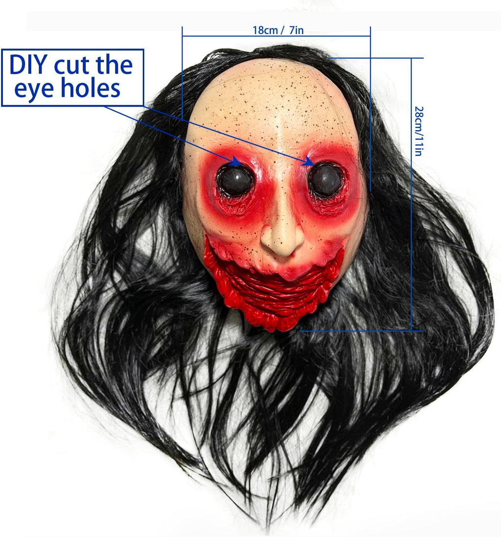 Scary Halloween Mask for Adult, Realistic Ghost Face Masks for Men | Horror Zombie, Long Hair, Creepy Design, Party