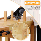 55" Rubber Wood Workbench with Drawer& Shelf, 330 lbs Weight Capacity