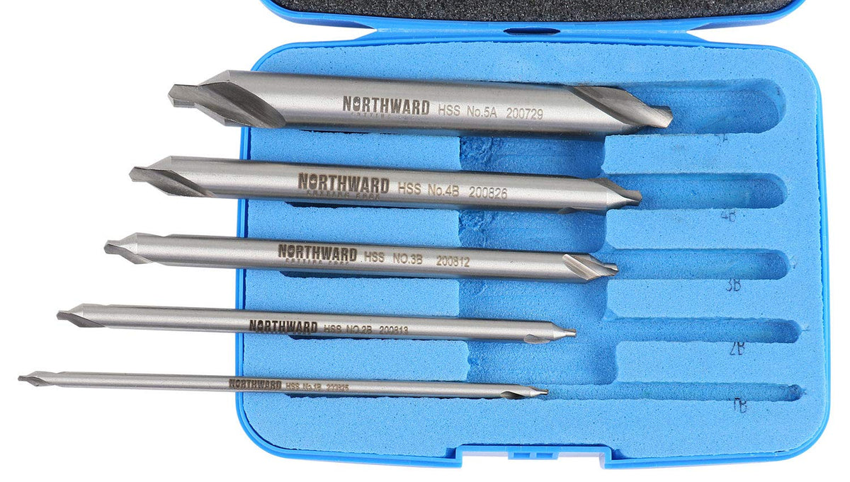 Accusize Long Center Drill Set, #1-#5, 3/64"-3/16", 5-Pc, M2 HSS, 3560-1001