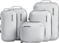 Ultralight Compression Packing Cubes for Travel, 6-Pack, Light Grey