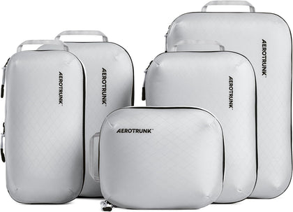 Ultralight Compression Packing Cubes for Travel, 6-Pack, Light Grey