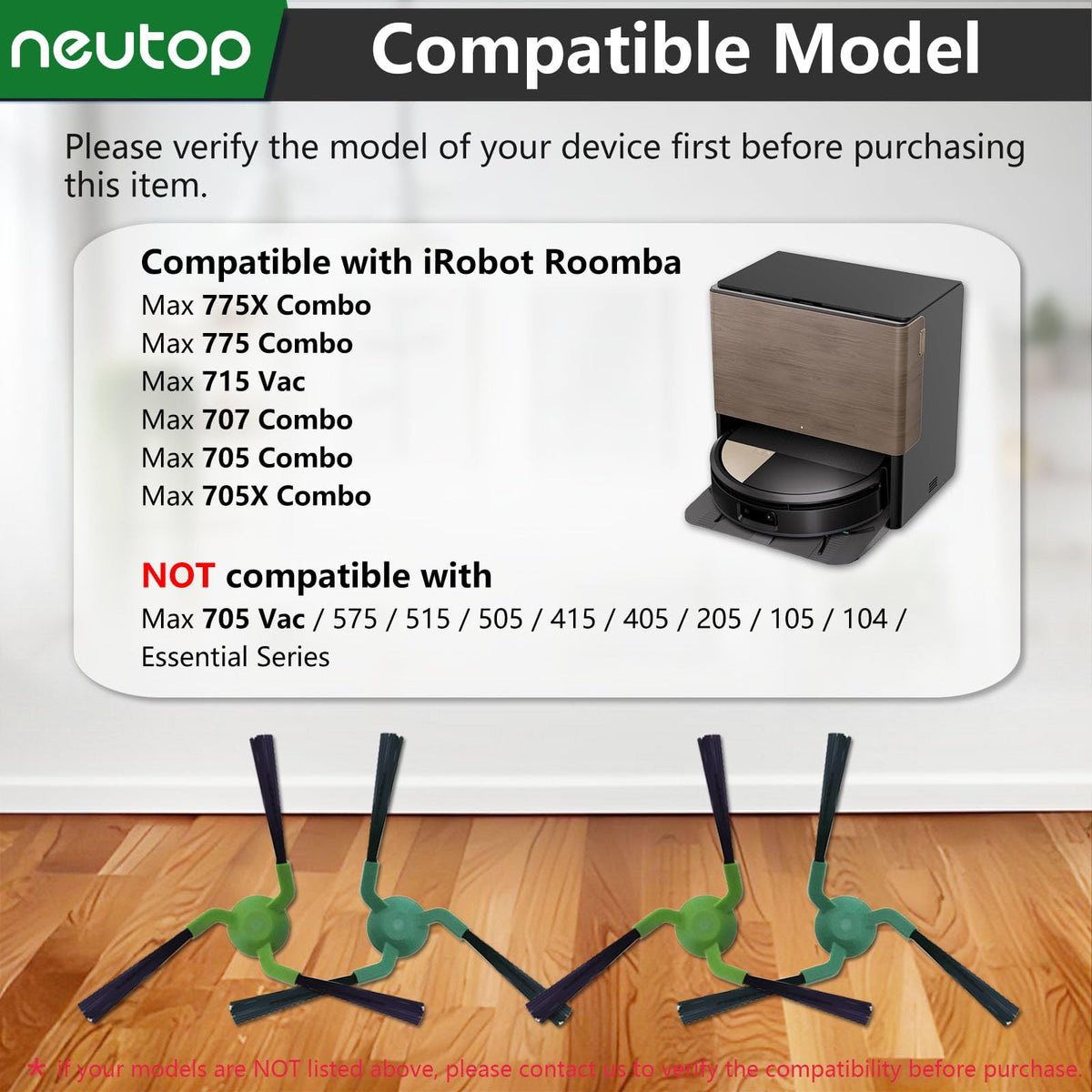 neutop Side Brush for iRobot Roomba Max 775/707/705/705X Combo, Max 715 Vac