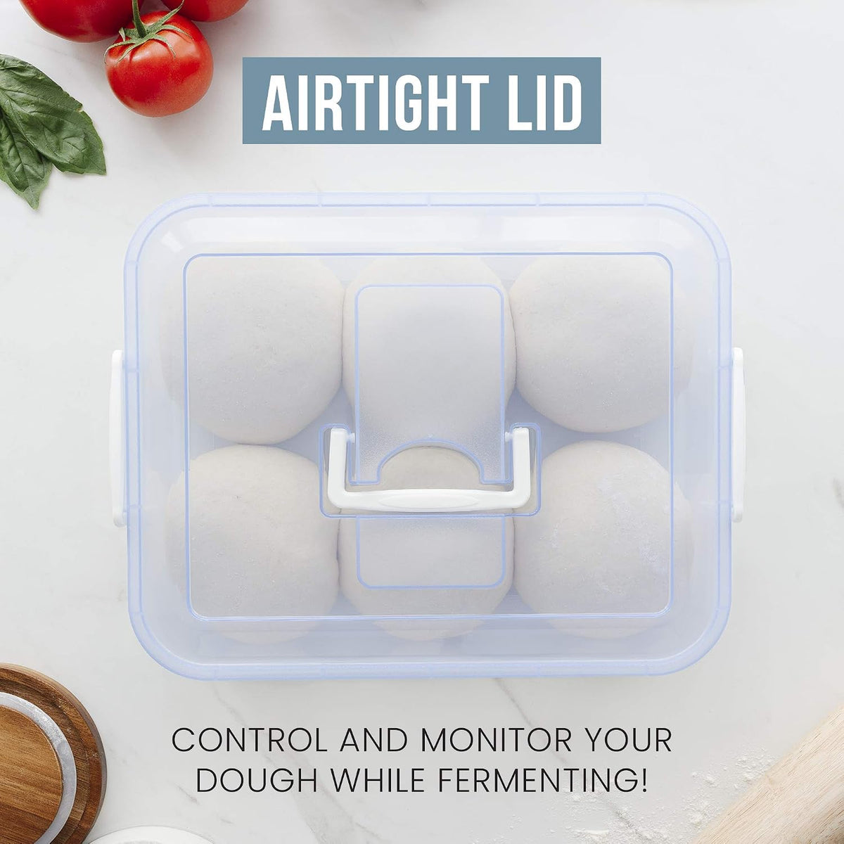 Pizza Dough Proofing Box with Lid, 14x11 In, Blue