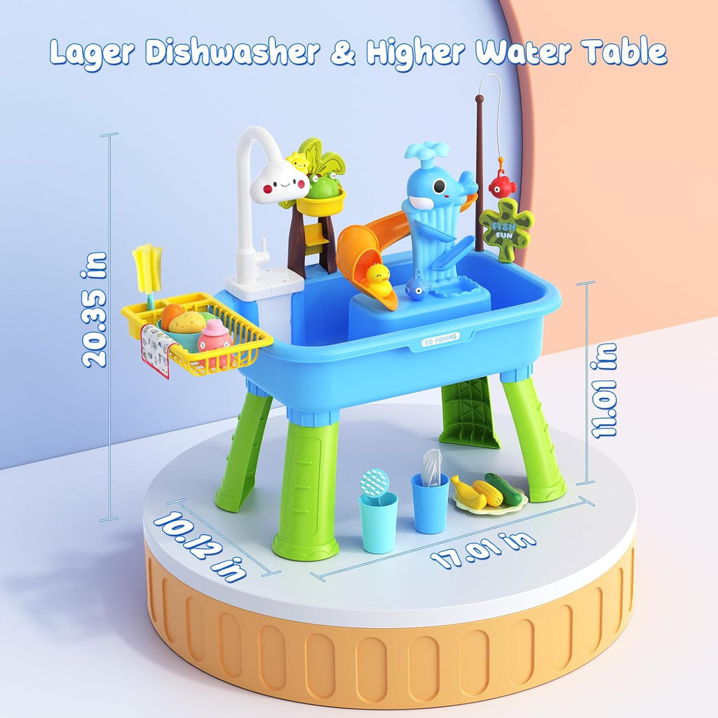 2026 Upgraded Water Table for Toddlers 1-3 - Outdoor Toys for Kids Ages 4-8 with Pump, Summer Outside Sensory