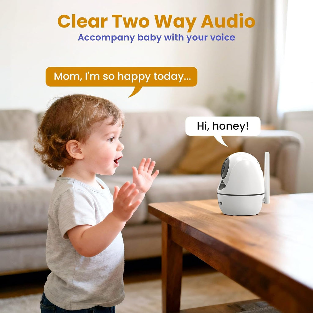 5" HD Video Baby Monitor with Camera and Audio | No WiFi, 48H Battery Life,720P Remote Pan Tilt Zoom, Two-Way Talk