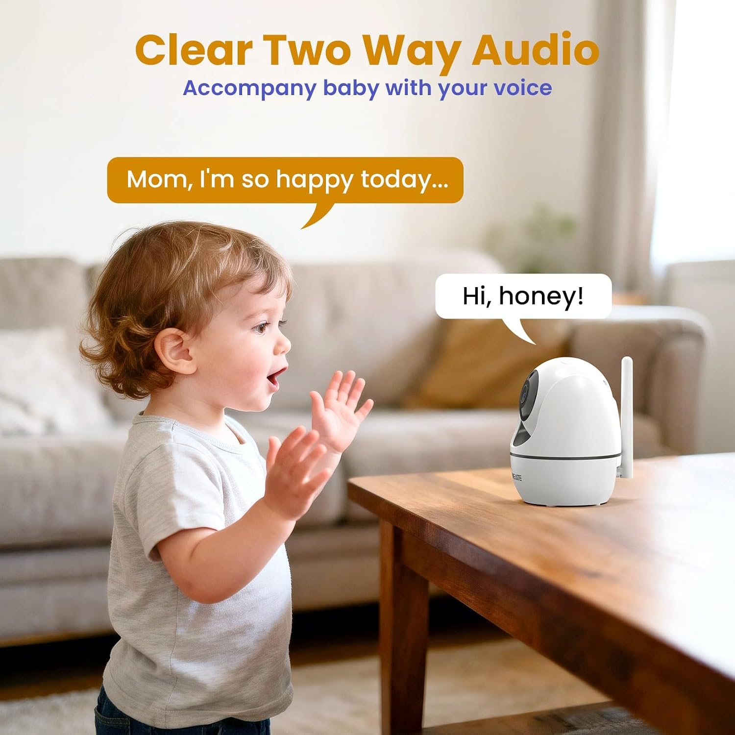 5" HD Video Baby Monitor with Camera and Audio | No WiFi, 48H Battery Life,720P Remote Pan Tilt Zoom, Two-Way Talk