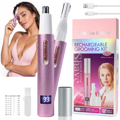 Nose & Ear Hair Trimmer with LED Display for Men and Women, 2026 USB Rechargeable Facial Trimmer Clipper for Easy